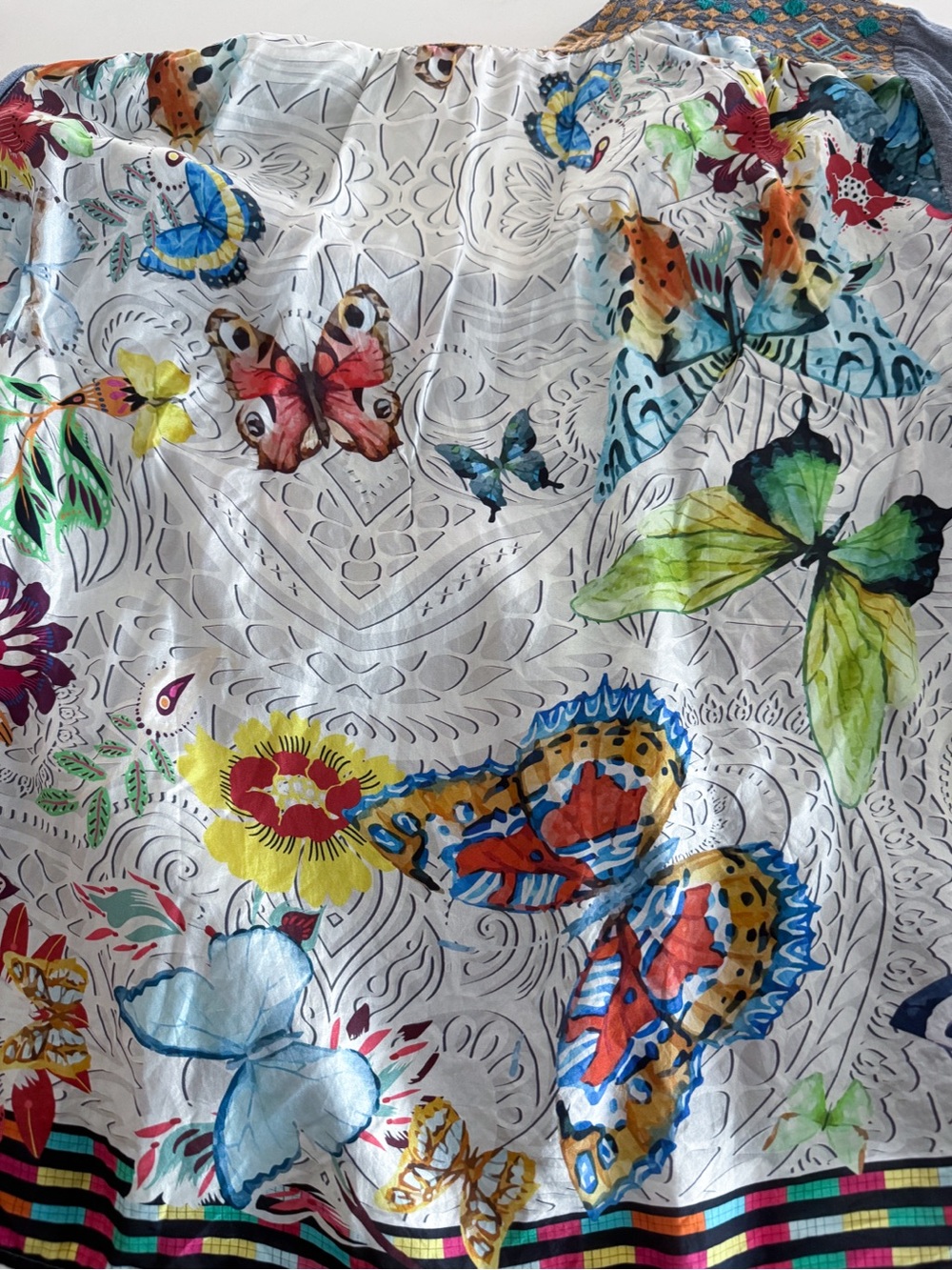 Johnny Was Blue Embroidered effortless Butterfly & Floral Peasant Blouse xl - Picture 2 of 3